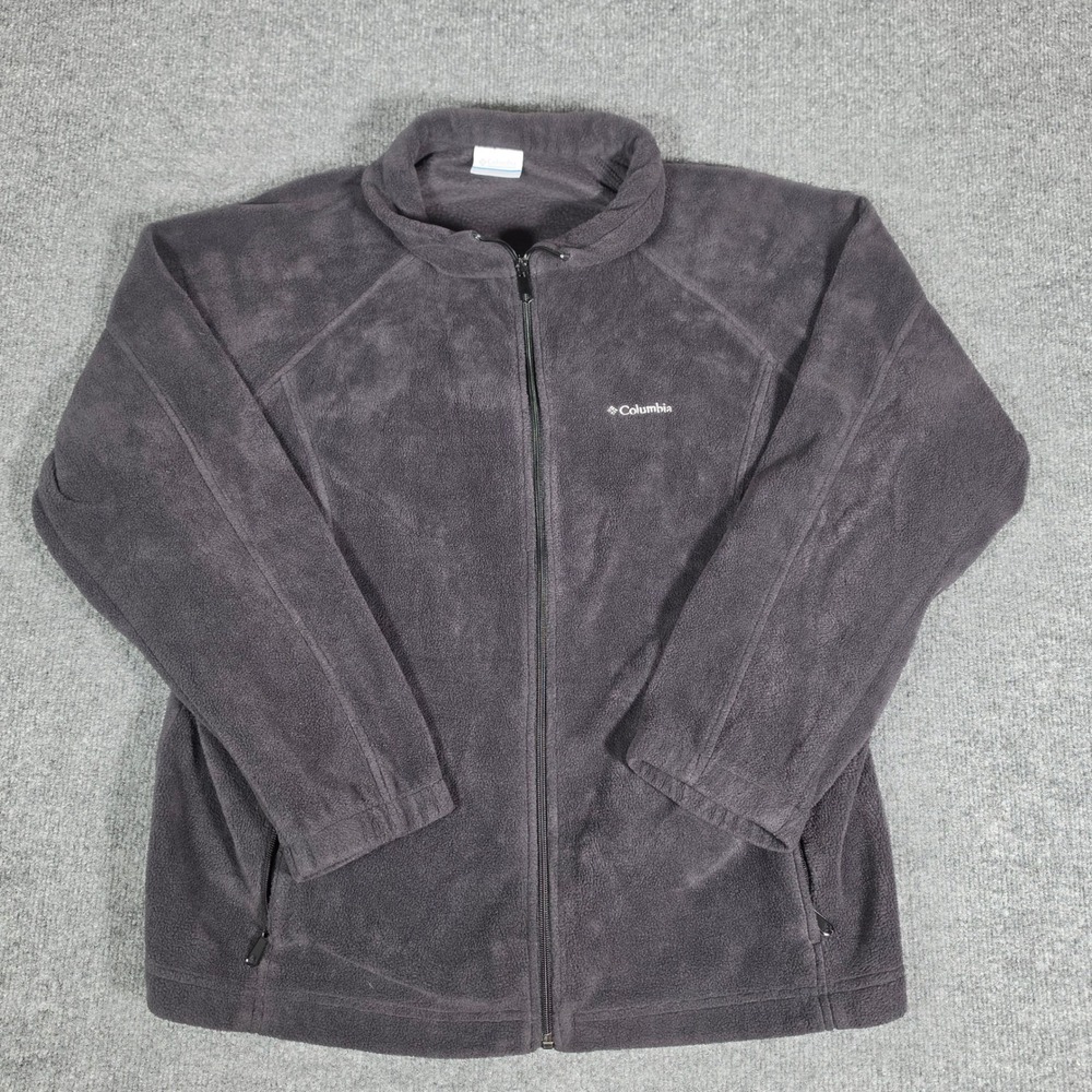 Columbia Mens 2X Fleece Jacket Full Zip Charcoal Gray Soft‎ Outdoor Layer XL 2XL